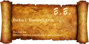 Beksi Benedikta névjegykártya